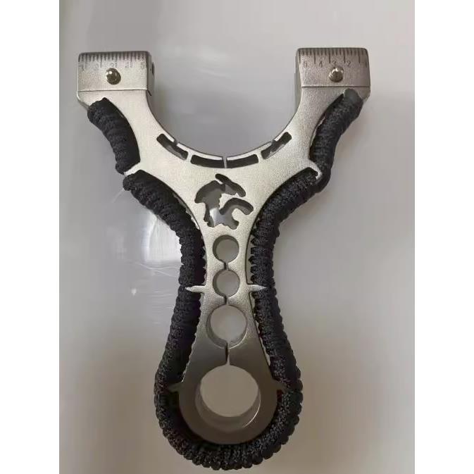 Black Wolf Slingshot High Precision Stainless Steel Outdoor Competition Thickened Flat Leather Slingshot