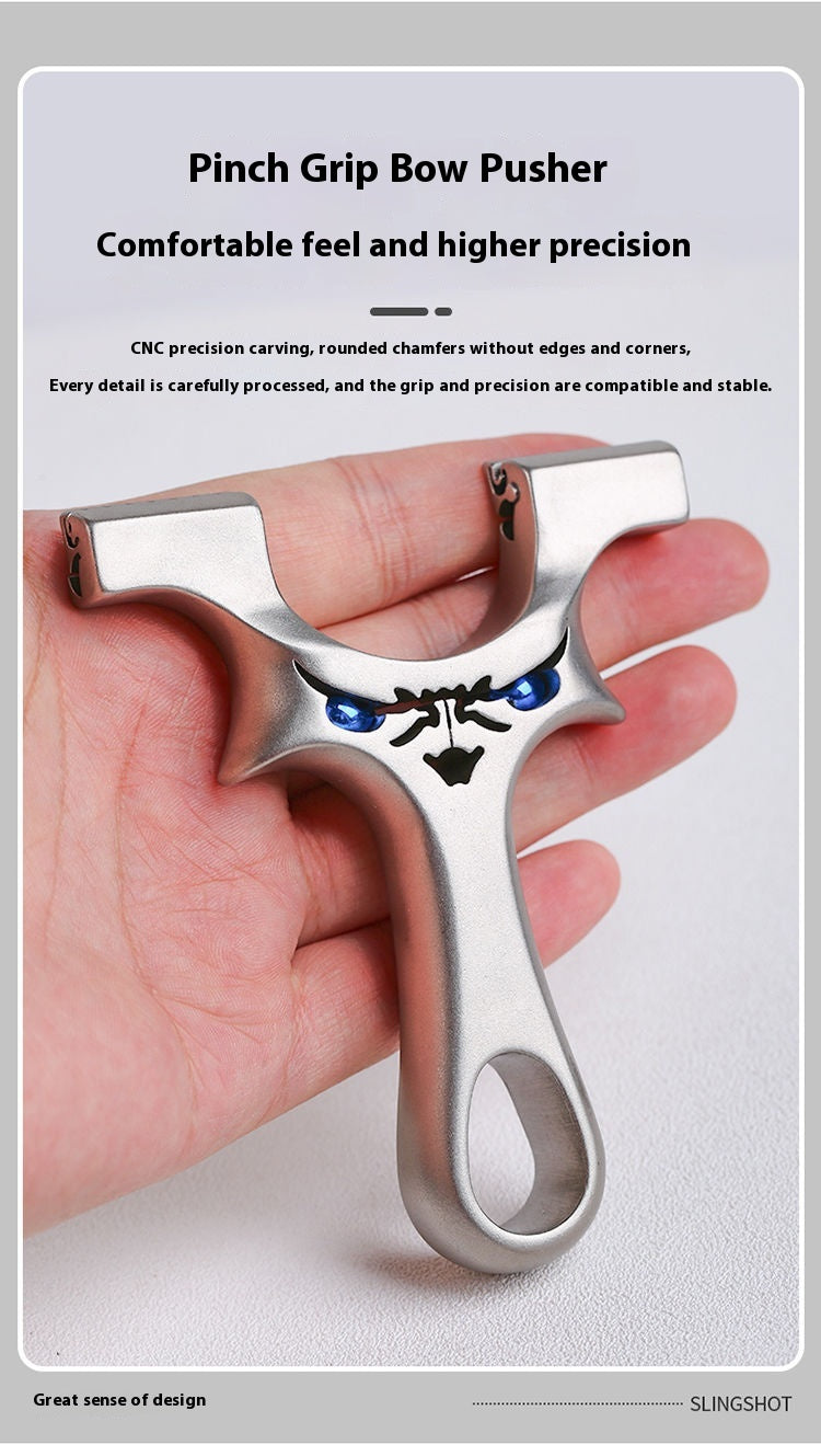 Little Devil Stainless Steel Dragon Tooth Clip Slingshot Outdoor Competition Flat Band Slingshot Precision Slingshot