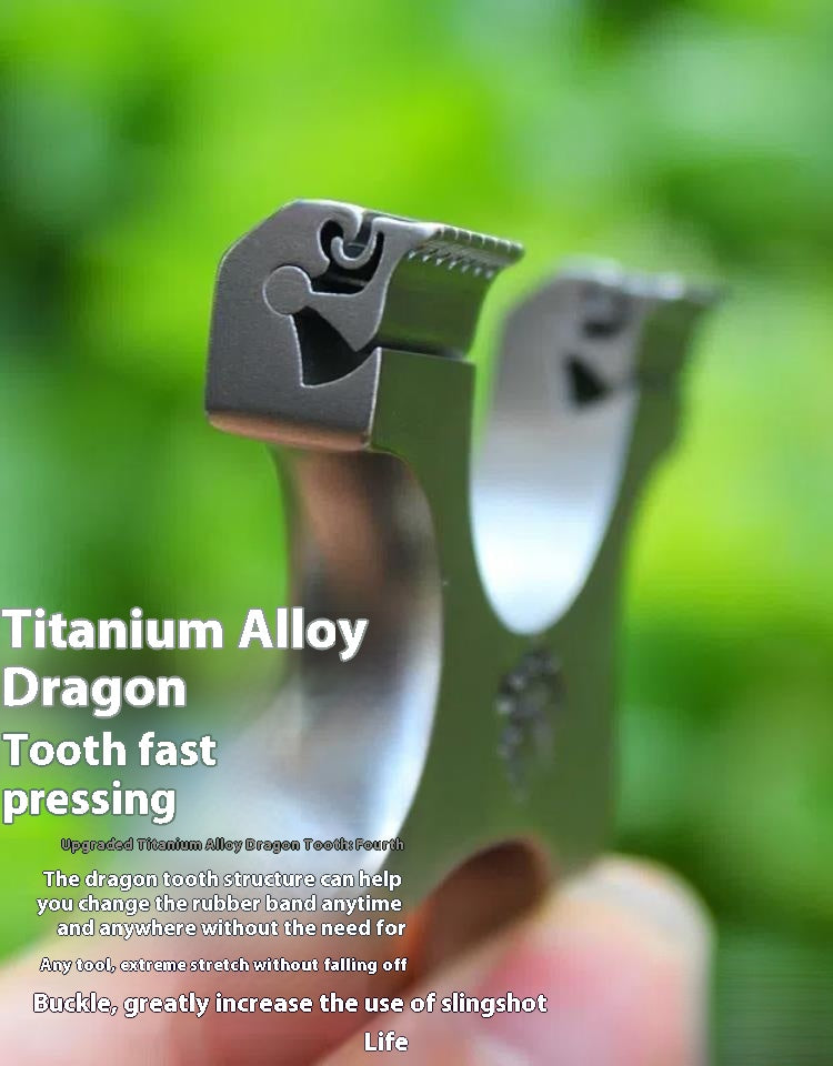 Dragon Tooth Wolf Head Small Crooked Handle Pocket Bow Palm Treasure Titanium Alloy Wire Cutting Bow Head No Binding Stainless Steel Flat Leather Competition Bow