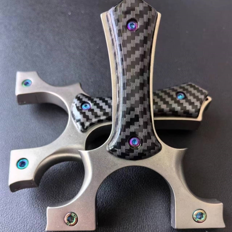 Metal Stainless Steel 304 Small Bull Slingshot High Precision Powerful Sharp Angle Flat Leather Bow Outdoor Adult Slingshot
