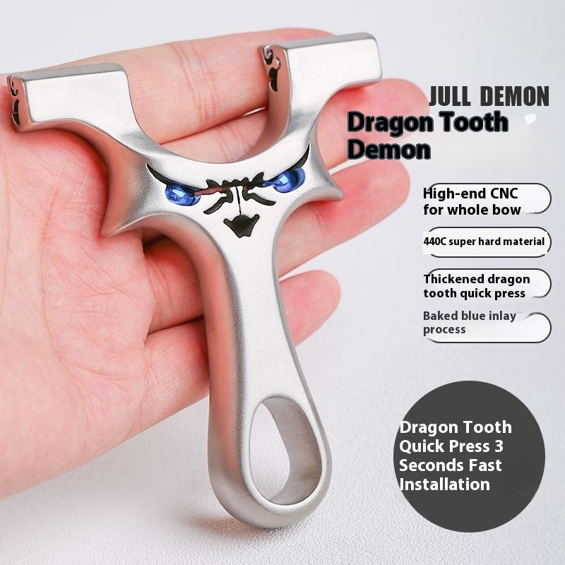Little Devil Stainless Steel Dragon Tooth Clip Slingshot Outdoor Competition Flat Band Slingshot Precision Slingshot