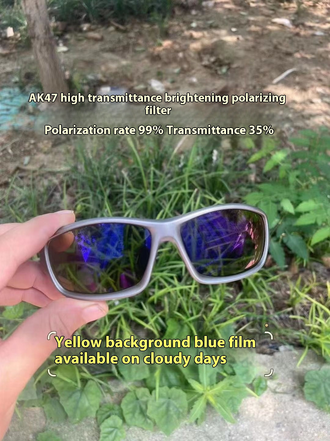 Fishing Glasses Fish Finder Glasses Polarized Sunglasses Yellow Bottom Brightening Glasses Blue Film Yellow Bottom