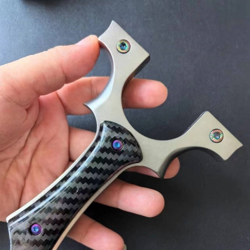 Metal Stainless Steel 304 Small Bull Slingshot High Precision Powerful Sharp Angle Flat Leather Bow Outdoor Adult Slingshot