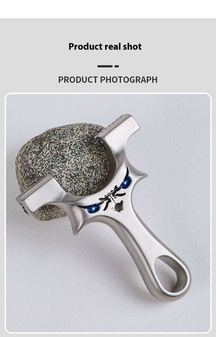 Little Devil Stainless Steel Dragon Tooth Clip Slingshot Outdoor Competition Flat Band Slingshot Precision Slingshot