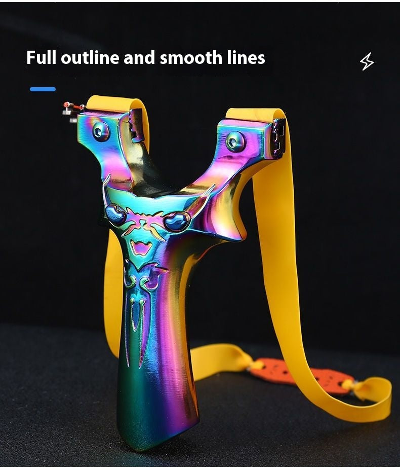 New Demon Little Monster Flat Band Slingshot Fast Compression Titanium Aluminum Alloy Outdoor Competition Colorful Slingshot Practical Wide Band Bow