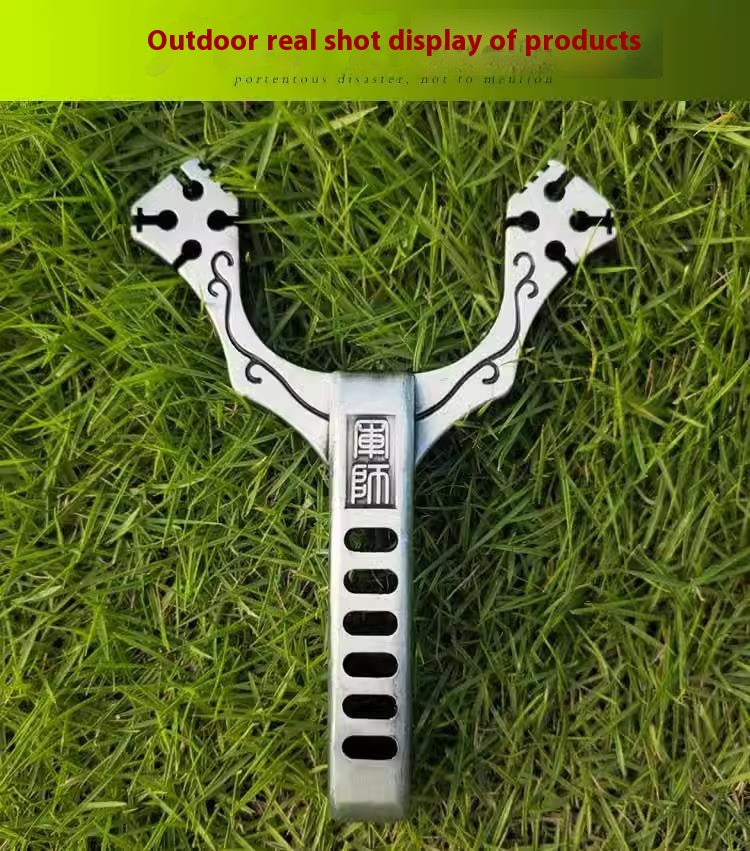Stainless Steel Metal Four Card Eight Strand Military Slingshot Fork High Elasticity Round Rubber Band Traditional Card Ball Competition High Precision Bow
