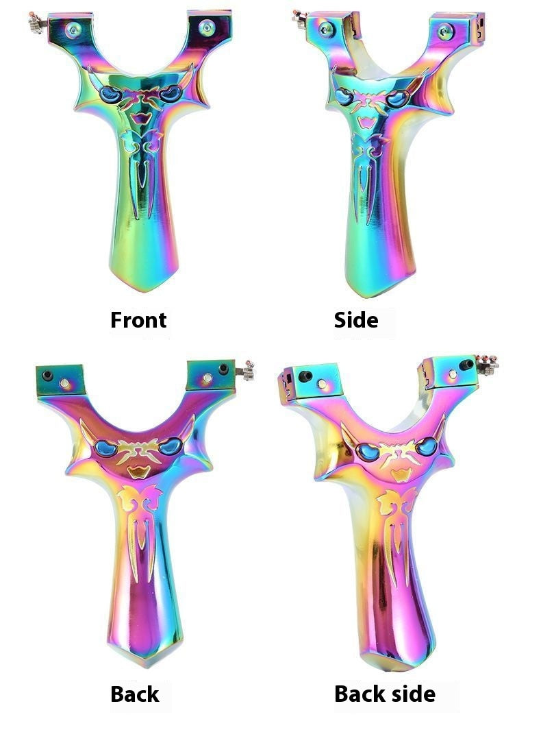 New Demon Little Monster Flat Band Slingshot Fast Compression Titanium Aluminum Alloy Outdoor Competition Colorful Slingshot Practical Wide Band Bow