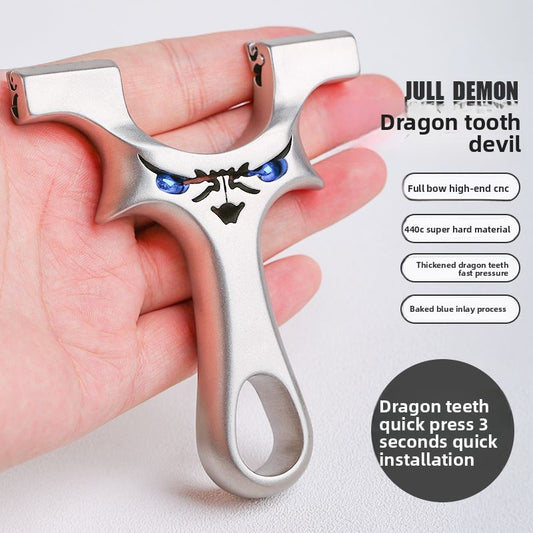 Little Devil Stainless Steel Dragon Tooth Clip Slingshot Outdoor Competition Flat Band Slingshot Precision Slingshot