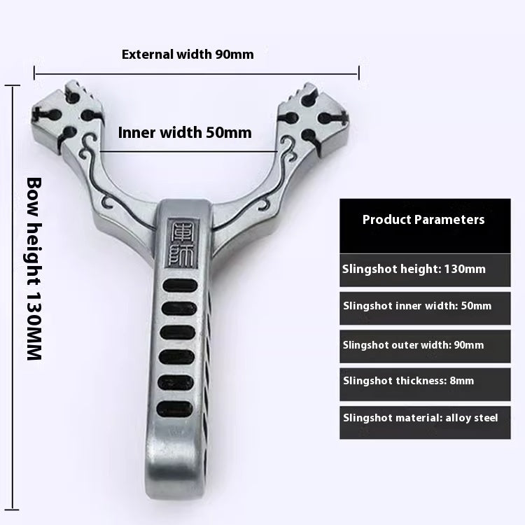 Stainless Steel Metal Four Card Eight Strand Military Slingshot Fork High Elasticity Round Rubber Band Traditional Card Ball Competition High Precision Bow