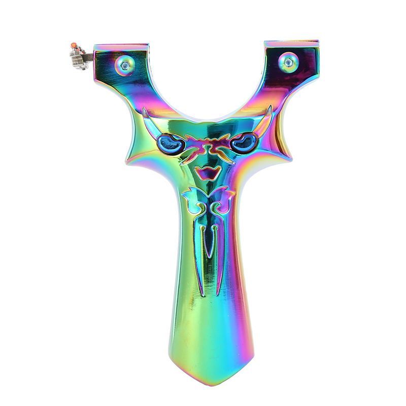 New Demon Little Monster Flat Band Slingshot Fast Compression Titanium Aluminum Alloy Outdoor Competition Colorful Slingshot Practical Wide Band Bow