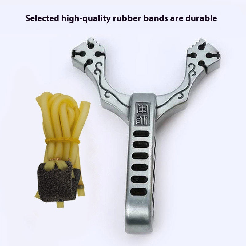 Stainless Steel Metal Four Card Eight Strand Military Slingshot Fork High Elasticity Round Rubber Band Traditional Card Ball Competition High Precision Bow
