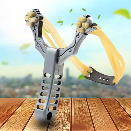 Stainless Steel Metal Four Card Eight Strand Military Slingshot Fork High Elasticity Round Rubber Band Traditional Card Ball Competition High Precision Bow