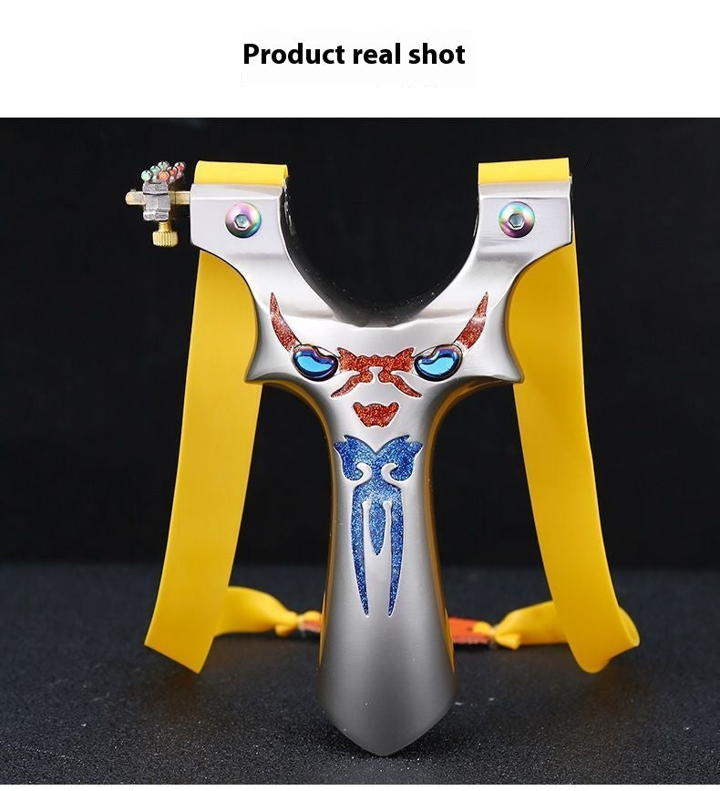 New Demon Little Monster Flat Band Slingshot Fast Compression Titanium Aluminum Alloy Outdoor Competition Colorful Slingshot Practical Wide Band Bow