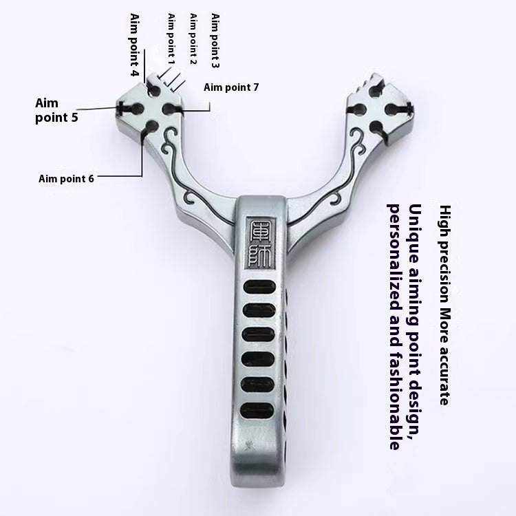 Stainless Steel Metal Four Card Eight Strand Military Slingshot Fork High Elasticity Round Rubber Band Traditional Card Ball Competition High Precision Bow