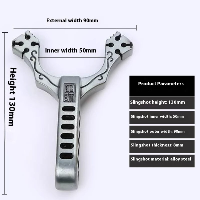 Stainless Steel Metal Four Card Eight Strand Military Slingshot Fork High Elasticity Round Rubber Band Traditional Card Ball Competition High Precision Bow