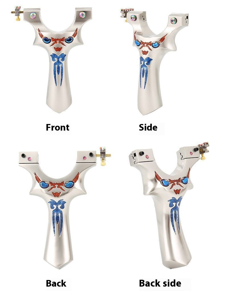 New Demon Little Monster Flat Band Slingshot Fast Compression Titanium Aluminum Alloy Outdoor Competition Colorful Slingshot Practical Wide Band Bow