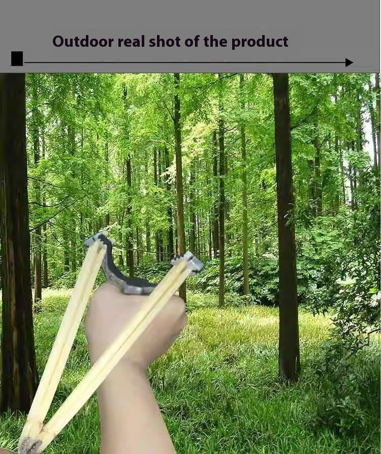 Stainless Steel Metal Four Card Eight Strand Military Slingshot Fork High Elasticity Round Rubber Band Traditional Card Ball Competition High Precision Bow