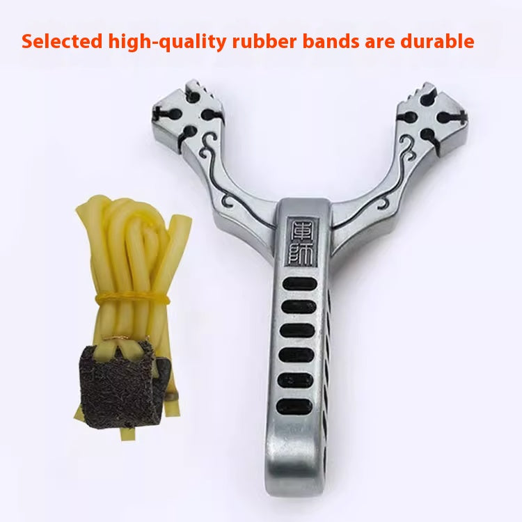Stainless Steel Metal Four Card Eight Strand Military Slingshot Fork High Elasticity Round Rubber Band Traditional Card Ball Competition High Precision Bow